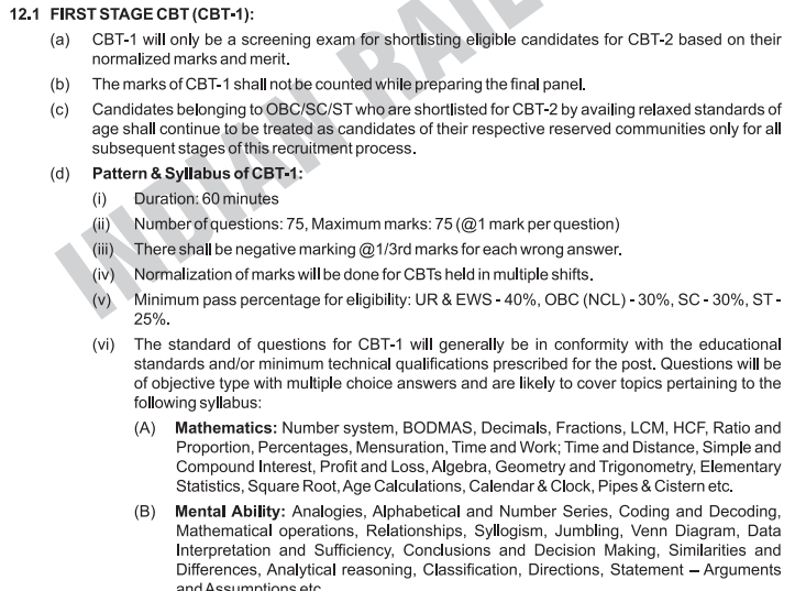 RRB ALP Recruitment 2024 Syllabus 