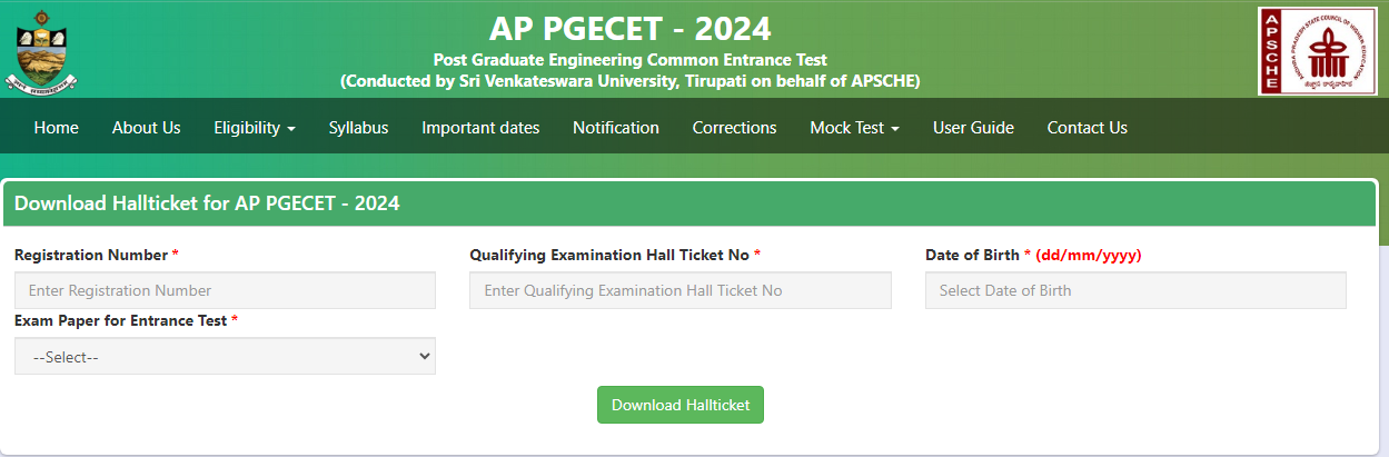 AP PGECET Hall Ticket 2024 Out