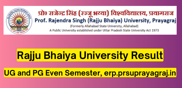 Rajju Bhaiya University Result 2024, UG & PG Even Semester, erp.prsuprayagraj.in