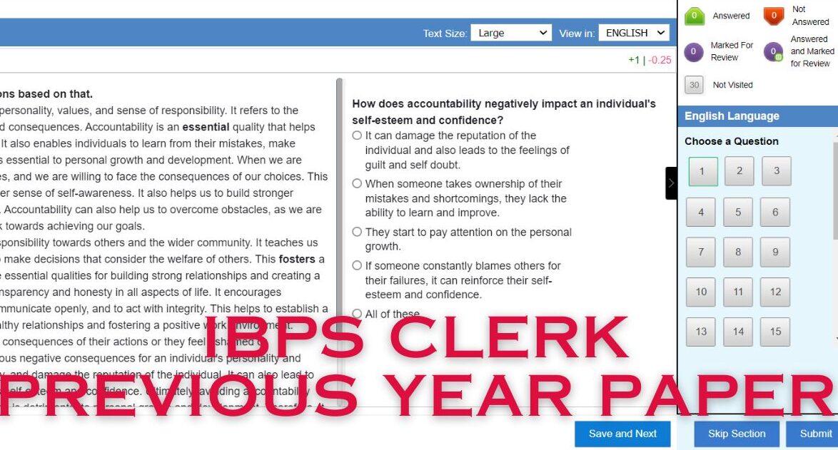 IBPS Clerk Previous Year Question Paper