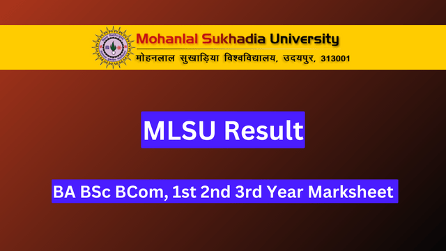 MLSU Result 2024, BA BSc BCom, 1st 2nd 3rd Year Marksheet 