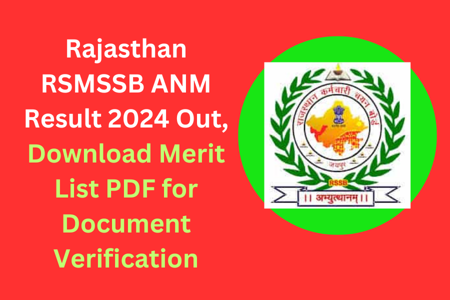 Rajasthan RSMSSB ANM Result 2024 Out