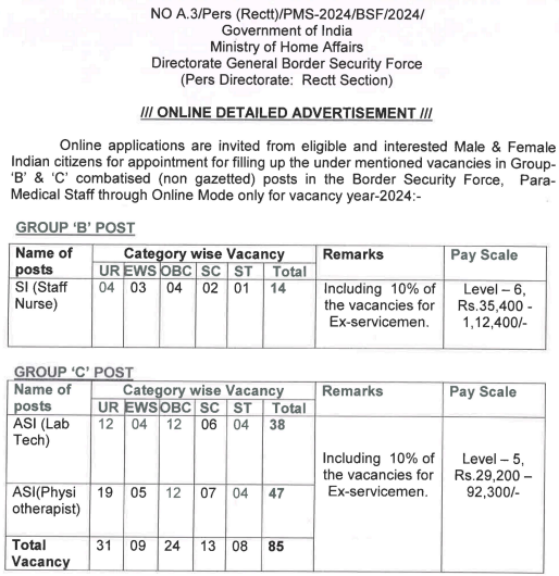 BSF Recruitment 2024