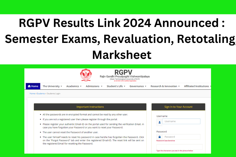 RGPV Results Link 2024 Announced : Semester Exams, Revaluation, Retotaling, Marksheet