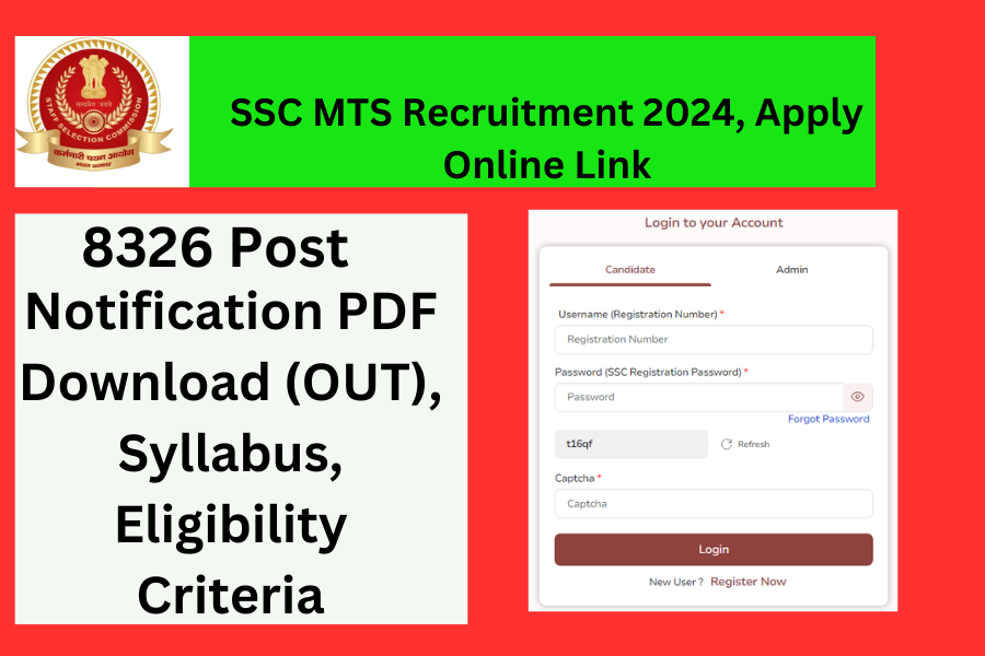 SSC MTS Recruitment 2024, Apply Online Link, 8326 Post, Registration Login @www.ssc.nic.in