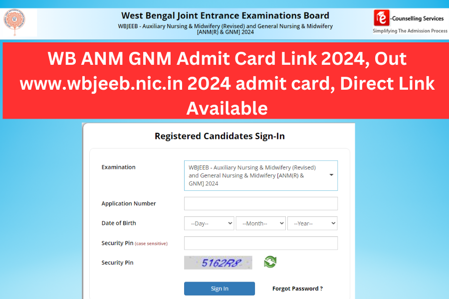 WB ANM GNM Admit Card Link 2024