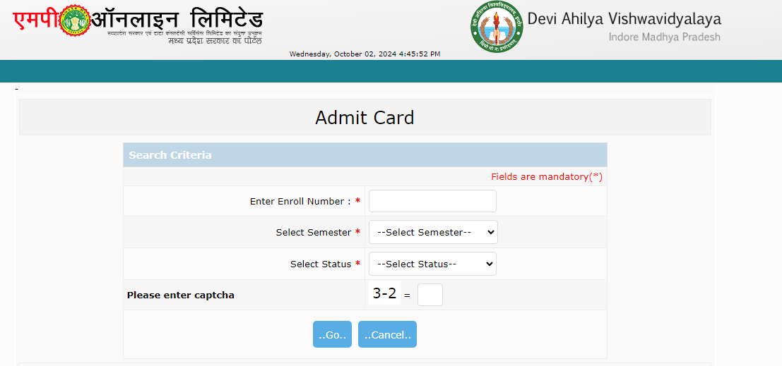 DAVV Admit Card 2024, at davv.mponline.gov.in; Direct Link to Download Hall Ticket PDF