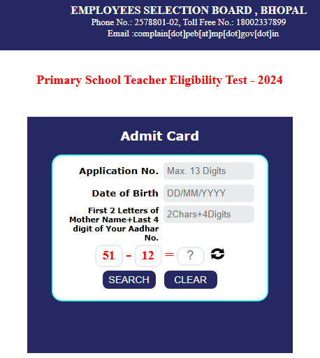 MP TET Admit Card 2024, Download Varg 3 Primary Teacher Call Letter at esb.mp.gov.in