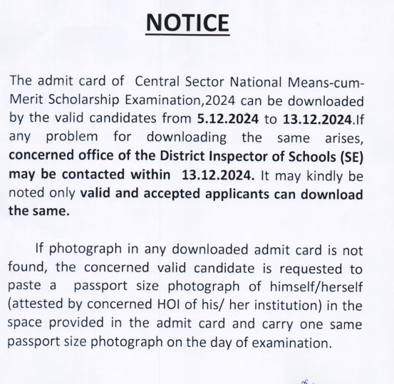 NMMS Admit Card Out 2024-25, Get West Bengal Hall Ticket Download Link